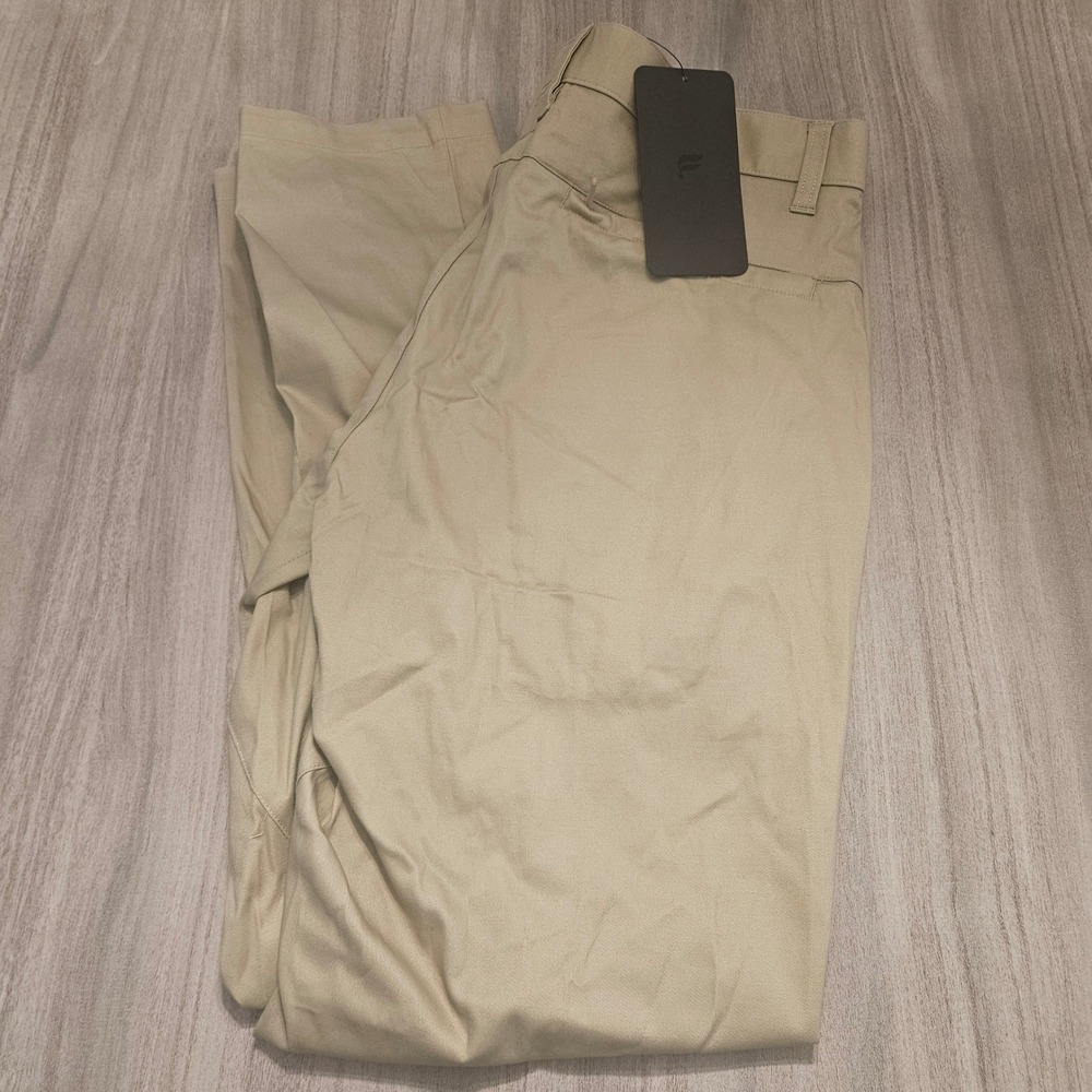 Fabletics Mens High Side Chino‎ Pants 33x32 Tan Khaki Modern Classic Fit Stretch